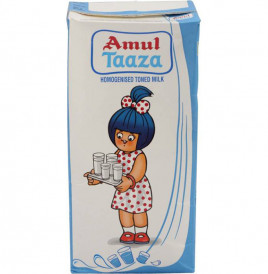 Amul Taaza Homogenised Toned Milk  Tetra Pack  1 litre